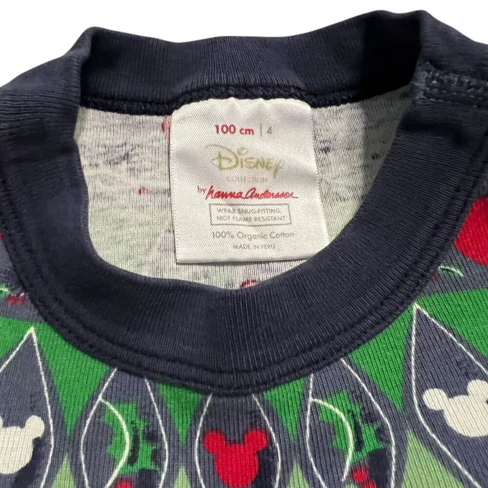 Hanna Andersson + Disney Sz 100 (4Y) Mickey Mouse Fair Isle Christmas Pajamas